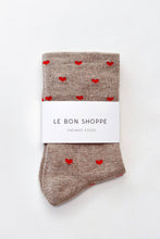 Load image into Gallery viewer, Heart Sneaker Socks: Latte/Red