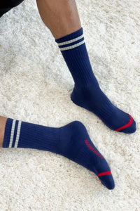 Extended Boyfriend Socks: Navy