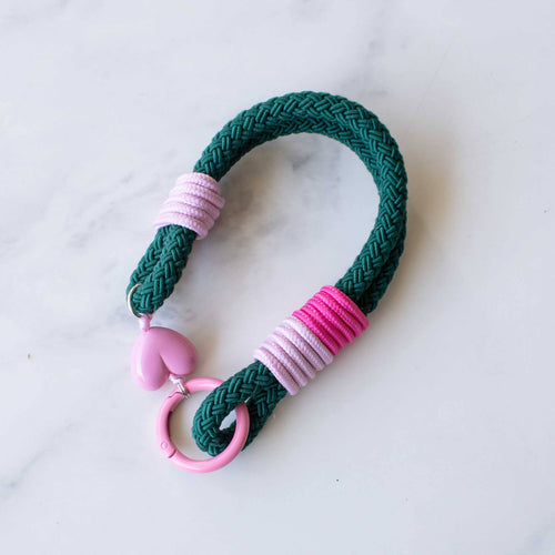 Rope Bag Charm with Heart: Green