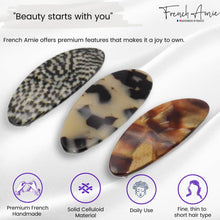 Load image into Gallery viewer, French Oval Hair Barrette: Set of 3