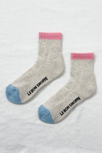 Color Block Girlfriend Socks : Grey Pink