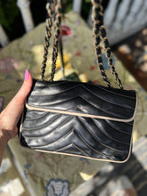 Load image into Gallery viewer, CHANEL Navy + Ivory Classic Flap Bag