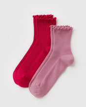 Load image into Gallery viewer, Lettuce Edge Sock Set of 2 - Wild Plum &amp; Cherry