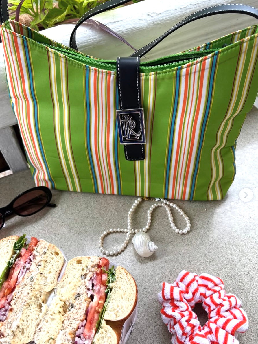 RL Green Stripe Shoulder Bag