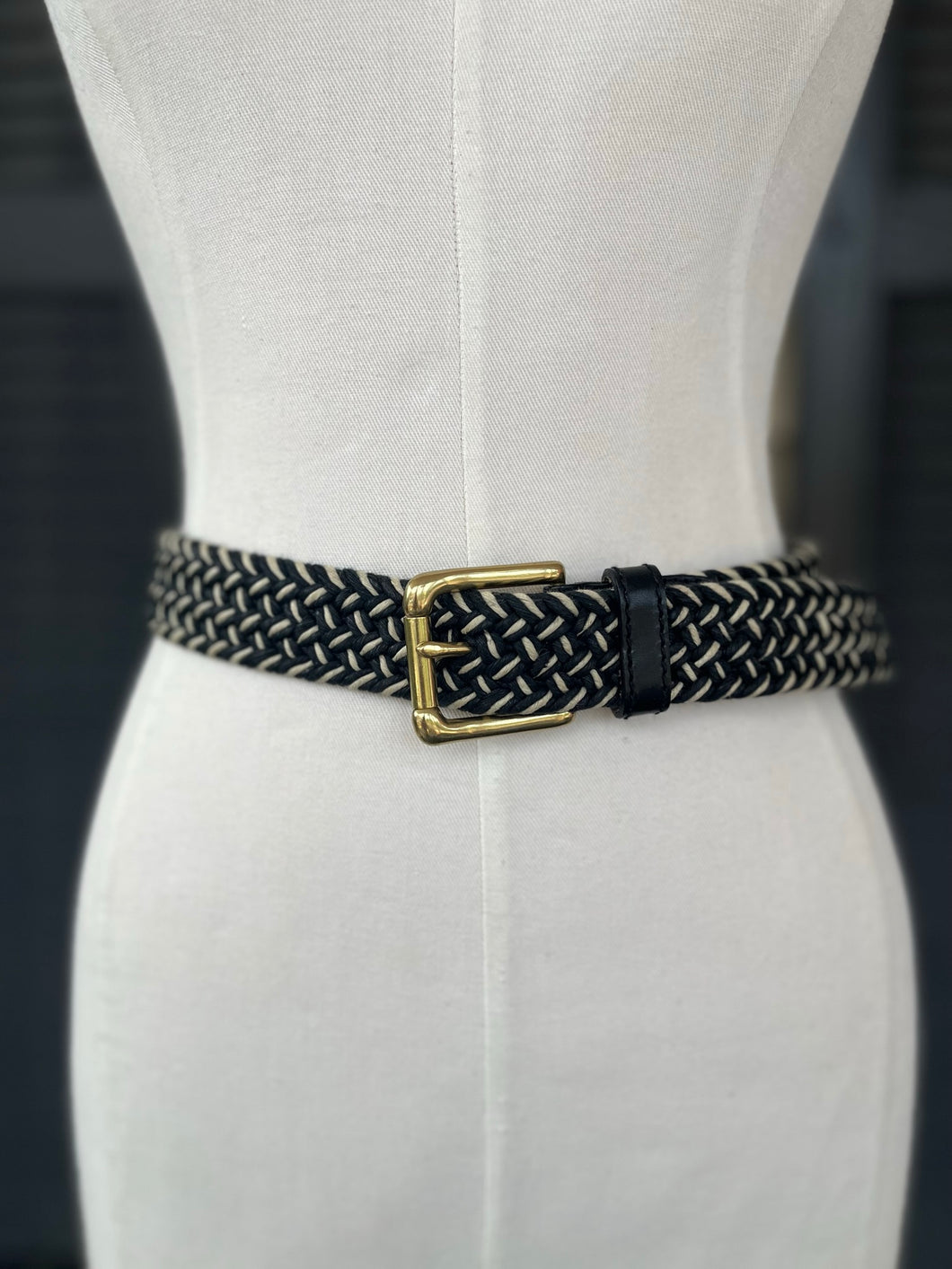 Black + Off-white Woven Waist Belt [XS-L]