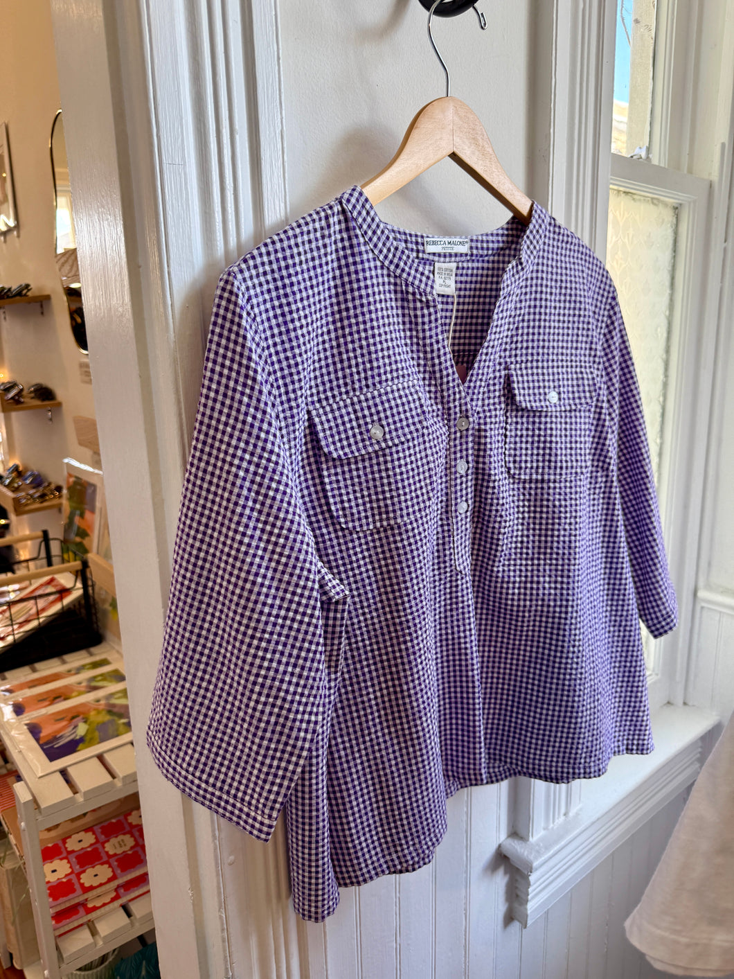 JDV - 90s Cotton Gingham Purple Top [L]