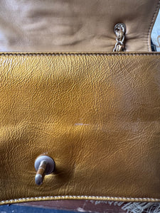 CHANEL VTG Patent Medium Madison Flap Bag in Gold