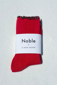 Ruffled Modal Socks: Paprika / Brown Edge