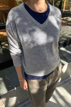 Load image into Gallery viewer, Matthew V-Neck Mohair Sweater: Icy Grey
