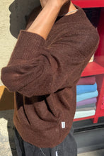 Load image into Gallery viewer, Cecile Crew Neck Mohair Sweater: Espresso
