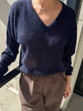 Load image into Gallery viewer, Matthew V-Neck Mohair Sweater: Navy