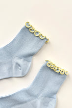 Load image into Gallery viewer, The Petite Ruffle Sock: Baby Blue / Butter