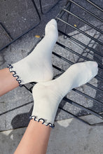 Load image into Gallery viewer, The Petite Ruffle Sock: Soft White / Navy