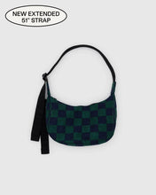 Load image into Gallery viewer, Small Nylon Crescent Bag - Navy Green Check