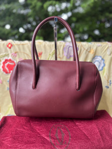 CARTIER VTG Must Line Mini Boston Bag in Burgundy Leather