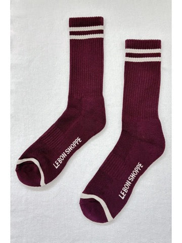 Extended Boyfriend Socks - Maroon