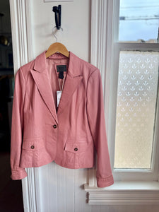 VTG Pink Leather Blazer Jacket [M]