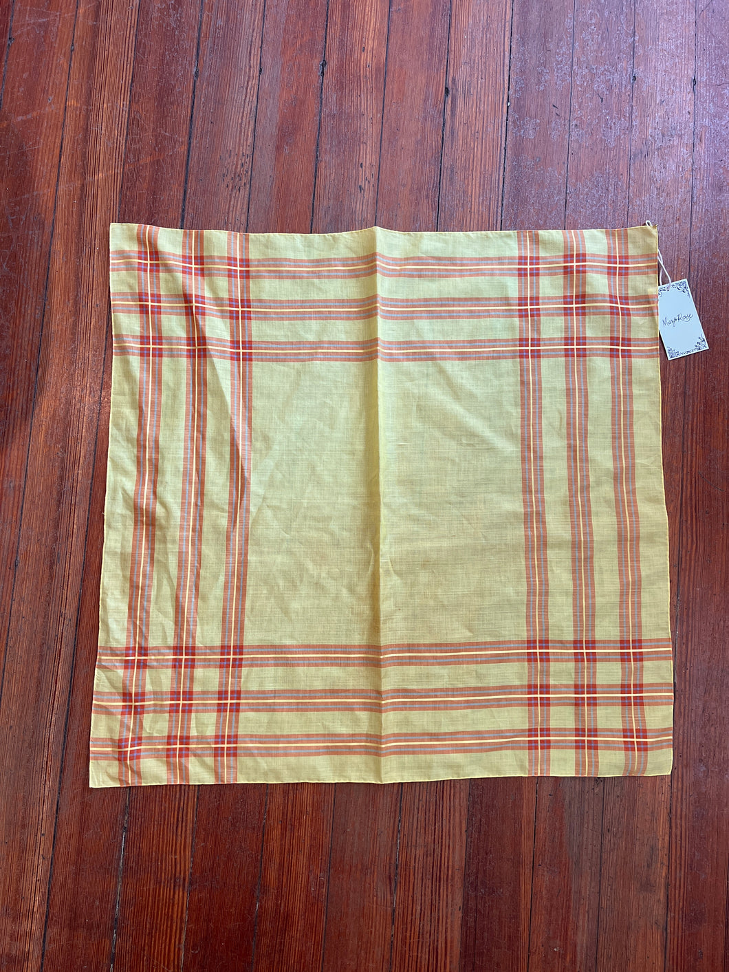 VTG Yellow Plaid Cotton Scarf [as is]