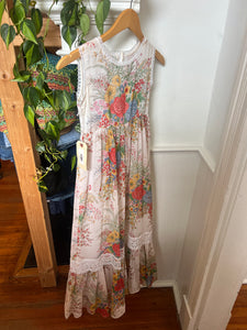 FT 1970's cream wildflower basket dress [XS]