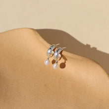 Load image into Gallery viewer, Sophia Pearl Hoops: Sterling Silver