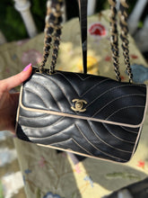 Load image into Gallery viewer, CHANEL Navy + Ivory Classic Flap Bag