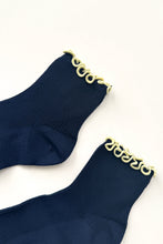Load image into Gallery viewer, The Petite Ruffle Sock: Navy / Butter