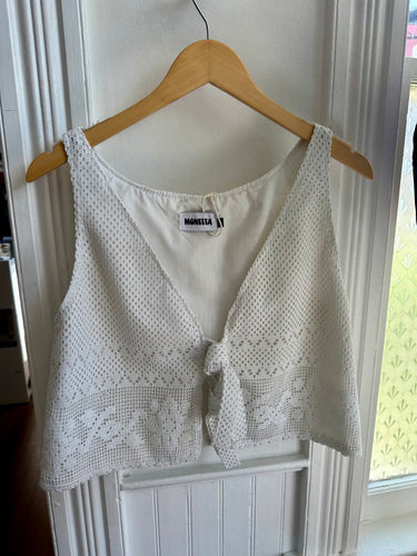 Re-worked White Tie-front Swing Vest [S]