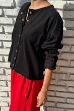 Load image into Gallery viewer, Soft Jersey Snap Cardigan: Black