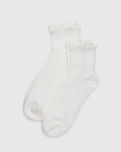 Lettuce Edge Sock Set of 2 - White