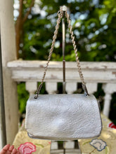 Load image into Gallery viewer, YVES SAINT LAURENT Silver Leather + Mesh Strap Bag