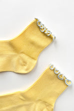 Load image into Gallery viewer, The Petite Ruffle Sock: Butter / Baby Blue