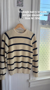 VTG Navy/Cream Stripe Sweater [M] [as is]