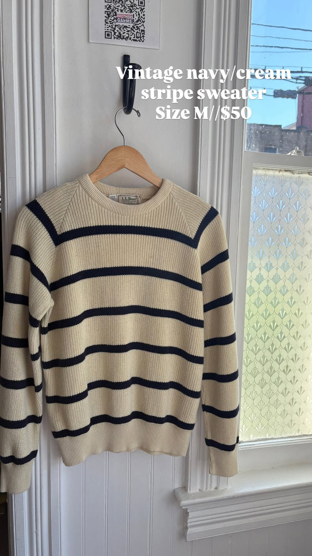 VTG Navy/Cream Stripe Sweater [M] [as is]