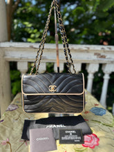 Load image into Gallery viewer, CHANEL Navy + Ivory Classic Flap Bag