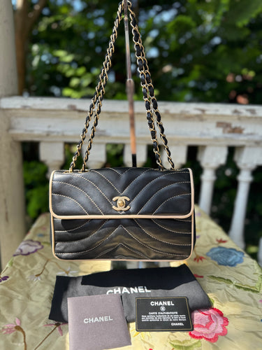 CHANEL Navy + Ivory Classic Flap Bag