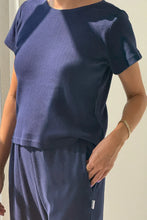 Load image into Gallery viewer, Pointelle Babe Tee - Navy