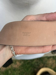 CHANEL 00's Black Calfskin Sliver CC Buckle Belt (95/38)