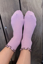 Load image into Gallery viewer, The Petite Ruffle Sock: Lilac / Brown