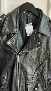 Vintage Incredible Black Leather Genuine Moto Jacket [XL]