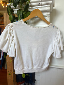 VTG White Floral Crop Top [M] [as is]