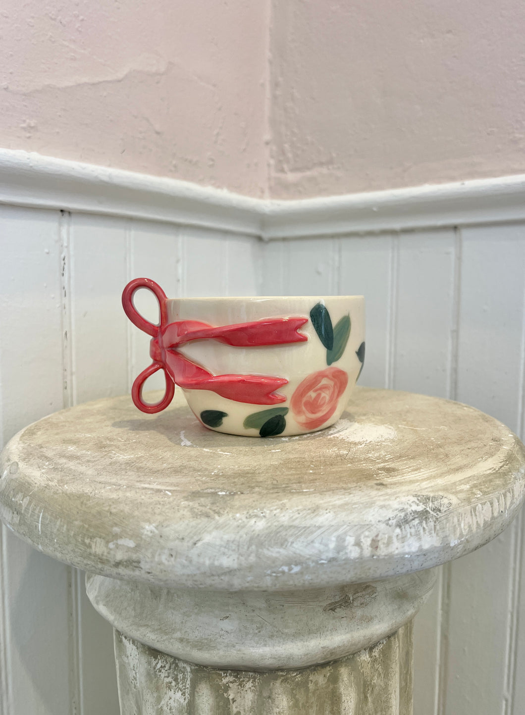 Pink Bow + Roses Mug