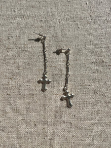 Gothic Cross Earrings - Sterling Silver