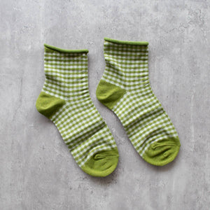 Picnic Mid Crew Socks: Olive