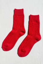 Load image into Gallery viewer, Cashmere Pointelle Socks: Red