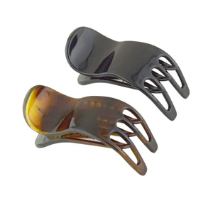 French Bear Paw Set of 2 Hair Claw Clips: Tortoise Shell and Black