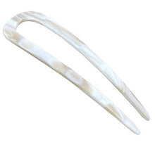 Load image into Gallery viewer, French Amie Slick Large Handmade Cellulose Chignon U Hair Pin Stick for Women: Silver Onyx