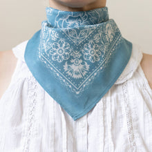 Load image into Gallery viewer, Cotton Rosey Bandana | Faded Blue