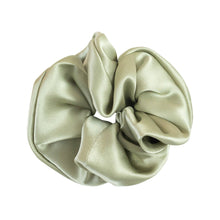 Load image into Gallery viewer, "Silken Hair" Silk Scrunchie Hair Tie - Pale Olive
