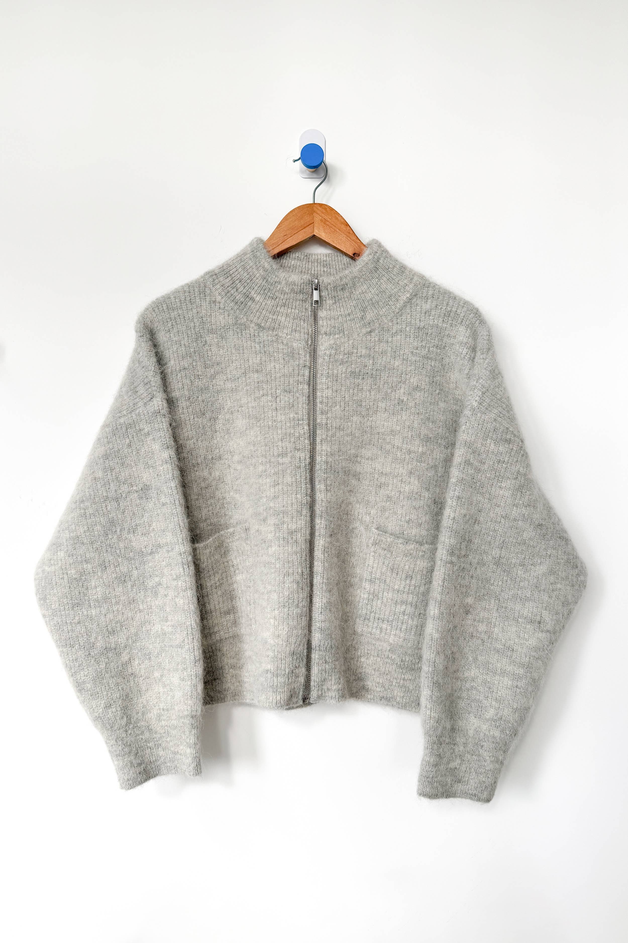 ジャケット・アウター Alpaca Alpaca Zip Front Jacket - Light Grey – Muz & Rose