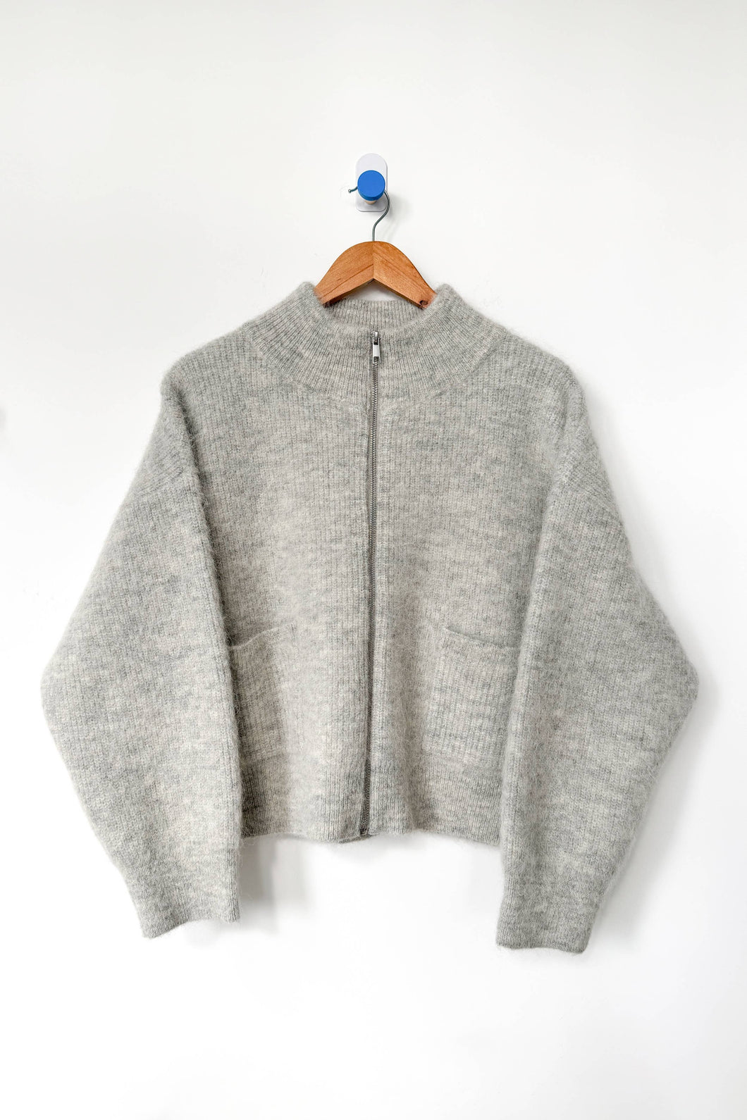 Alpaca Zip Front Jacket - Light Grey